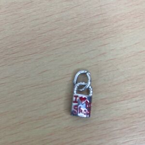 Silver and Red Heart love to shop Charm Pendant